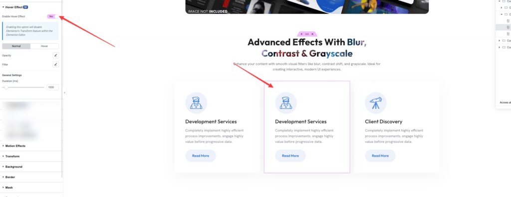 Advance effect settigns